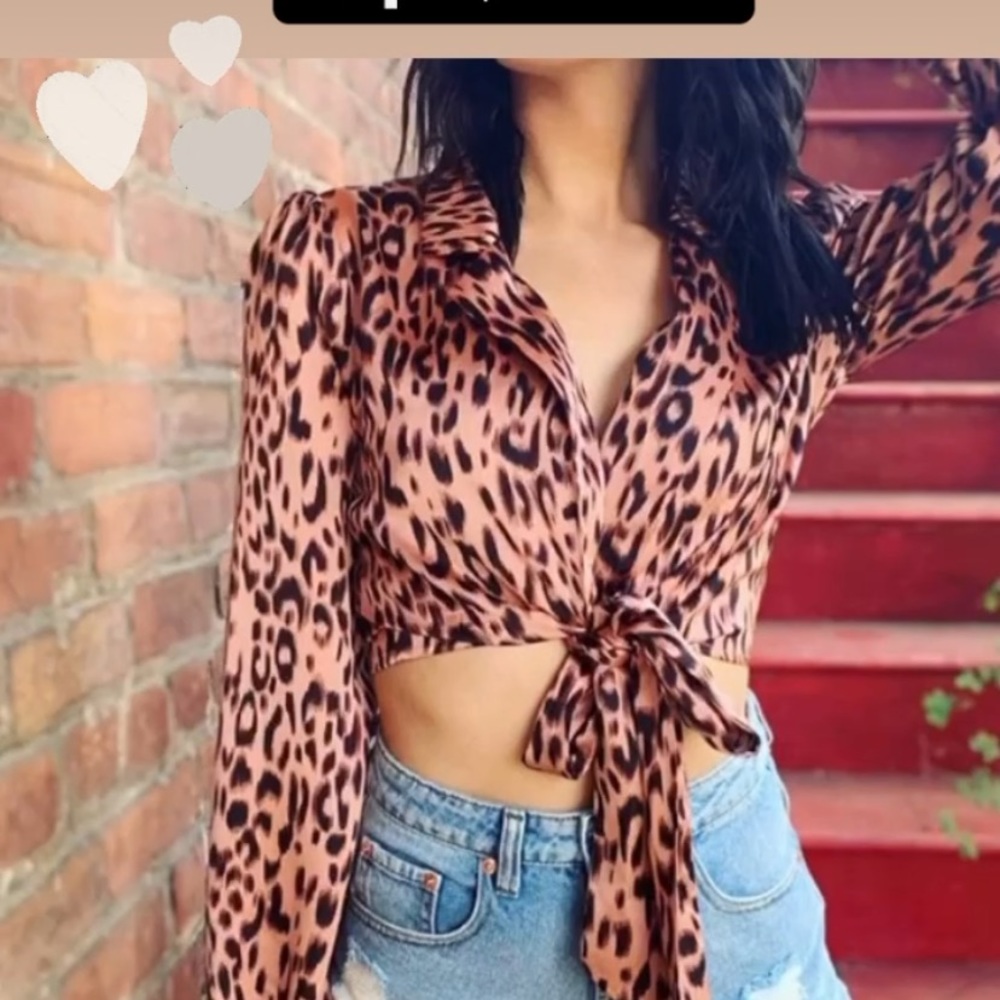 Leopard tie knot long sleeve